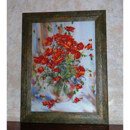 Main Bead Embroidery Kit Poppies (Flowers), AB-009 by Abris Art - buy online! ✿ Fast delivery ✿ Factory price ✿ Wholesale and retail ✿ Purchase Great kits for embroidery with beads