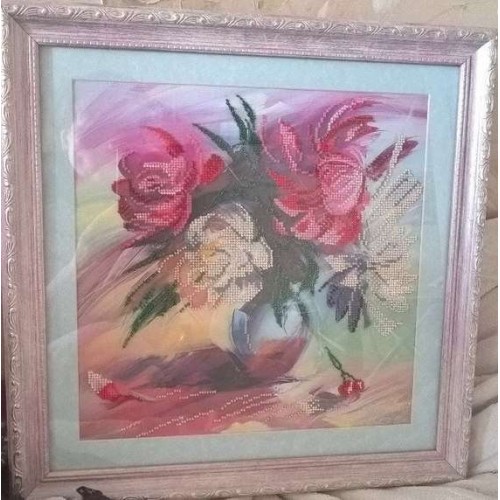 Charts on artistic canvas Picturesque peonies, AC-193 by Abris Art - buy online! ✿ Fast delivery ✿ Factory price ✿ Wholesale and retail ✿ Purchase Large schemes for embroidery with beads on canvas (300x300 mm)