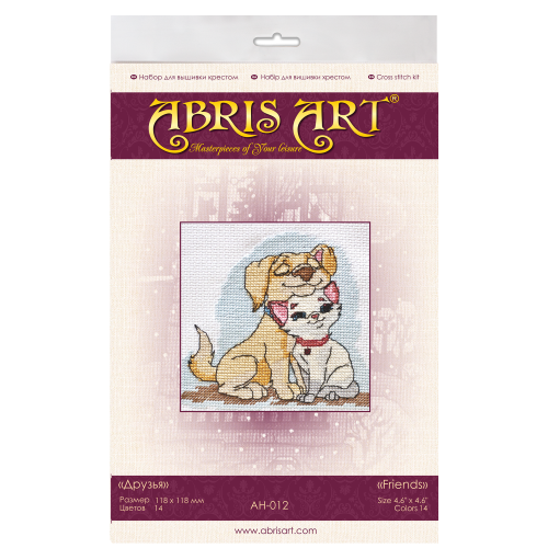 Cross-stitch kits Friends (Animals), AH-012 by Abris Art - buy online! ✿ Fast delivery ✿ Factory price ✿ Wholesale and retail ✿ Purchase Big kits for cross stitch embroidery