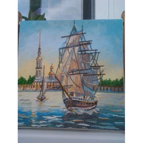 Charts on artistic canvas Frigate, AC-138 by Abris Art - buy online! ✿ Fast delivery ✿ Factory price ✿ Wholesale and retail ✿ Purchase Large schemes for embroidery with beads on canvas (300x300 mm)