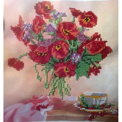 Charts on artistic canvas Morning Tea, AC-022 by Abris Art - buy online! ✿ Fast delivery ✿ Factory price ✿ Wholesale and retail ✿ Purchase Scheme for embroidery with beads on canvas (200x200 mm)