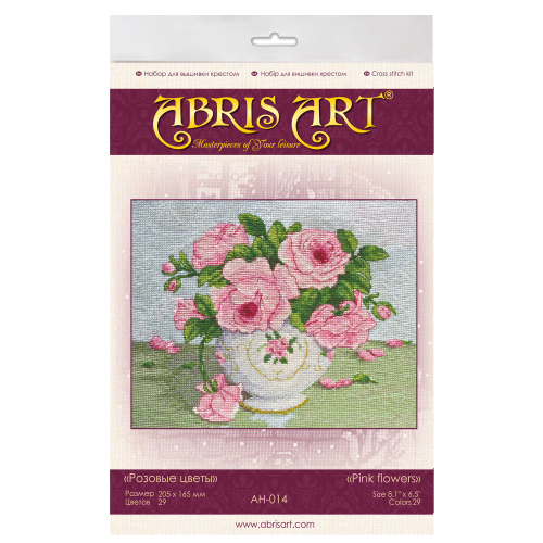 Pink flovers, AH-014 by Abris Art - buy online! ✿ Fast delivery ✿ Factory price ✿ Wholesale and retail ✿ Purchase Big kits for cross stitch embroidery