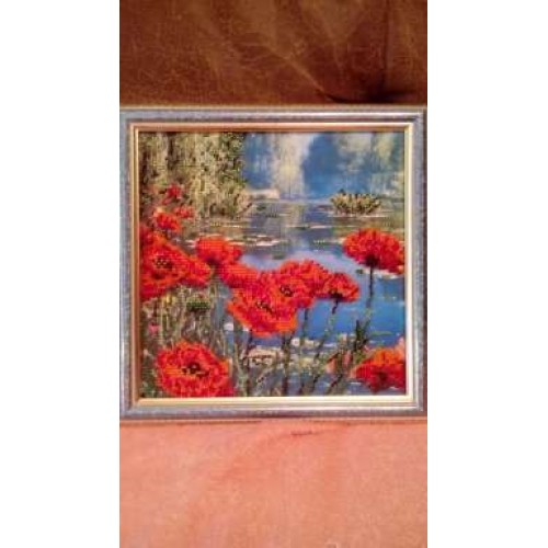 Charts on artistic canvas Poppy’s by the Lake, AC-401 by Abris Art - buy online! ✿ Fast delivery ✿ Factory price ✿ Wholesale and retail ✿ Purchase Scheme for embroidery with beads on canvas (200x200 mm)