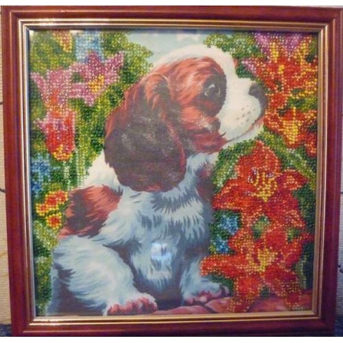 Charts on artistic canvas Puppy, AC-024 by Abris Art - buy online! ✿ Fast delivery ✿ Factory price ✿ Wholesale and retail ✿ Purchase Scheme for embroidery with beads on canvas (200x200 mm)