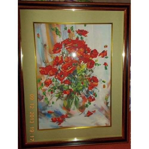 Main Bead Embroidery Kit Poppies (Flowers), AB-009 by Abris Art - buy online! ✿ Fast delivery ✿ Factory price ✿ Wholesale and retail ✿ Purchase Great kits for embroidery with beads