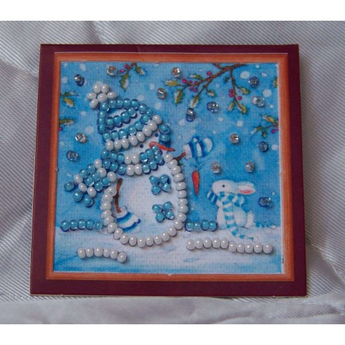 Mini Magnets Bead embroidery kit Snowman and bunny, AMM-025 by Abris Art - buy online! ✿ Fast delivery ✿ Factory price ✿ Wholesale and retail ✿ Purchase Kits for embroidery with beads - mini-magnets
