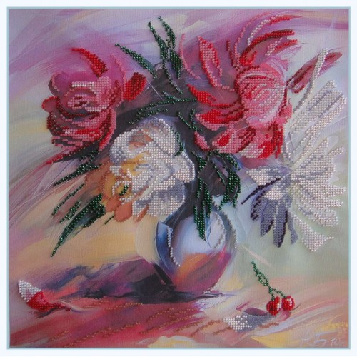 Charts on artistic canvas Picturesque peonies, AC-193 by Abris Art - buy online! ✿ Fast delivery ✿ Factory price ✿ Wholesale and retail ✿ Purchase Large schemes for embroidery with beads on canvas (300x300 mm)