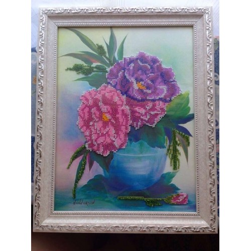 Main Bead Embroidery Kit Peonis (Flowers), AB-016 by Abris Art - buy online! ✿ Fast delivery ✿ Factory price ✿ Wholesale and retail ✿ Purchase Great kits for embroidery with beads