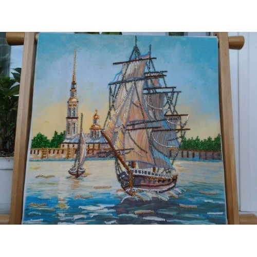 Charts on artistic canvas Frigate, AC-138 by Abris Art - buy online! ✿ Fast delivery ✿ Factory price ✿ Wholesale and retail ✿ Purchase Large schemes for embroidery with beads on canvas (300x300 mm)