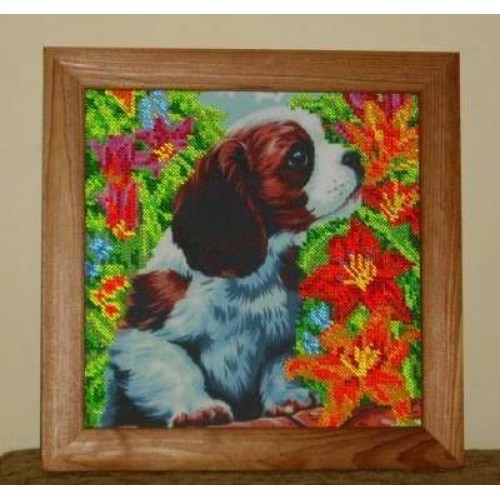 Charts on artistic canvas Puppy, AC-024 by Abris Art - buy online! ✿ Fast delivery ✿ Factory price ✿ Wholesale and retail ✿ Purchase Scheme for embroidery with beads on canvas (200x200 mm)