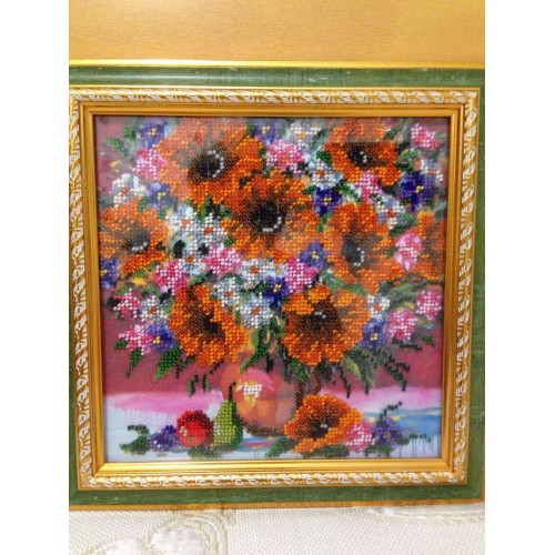 Charts on artistic canvas Sunflowers still-life, AC-447 by Abris Art - buy online! ✿ Fast delivery ✿ Factory price ✿ Wholesale and retail ✿ Purchase Scheme for embroidery with beads on canvas (200x200 mm)