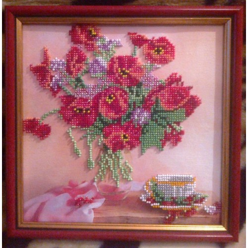 Charts on artistic canvas Morning Tea, AC-022 by Abris Art - buy online! ✿ Fast delivery ✿ Factory price ✿ Wholesale and retail ✿ Purchase Scheme for embroidery with beads on canvas (200x200 mm)