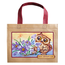 Bag Bead embroidery kit Owl and flowers (Animals)