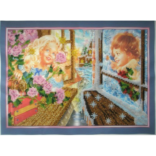 Main Bead Embroidery Kit Kay and Gerda (Kids), AB-063 by Abris Art - buy online! ✿ Fast delivery ✿ Factory price ✿ Wholesale and retail ✿ Purchase Great kits for embroidery with beads