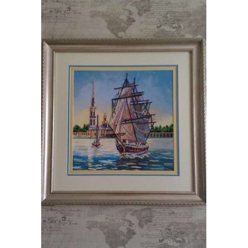 Charts on artistic canvas Frigate, AC-138 by Abris Art - buy online! ✿ Fast delivery ✿ Factory price ✿ Wholesale and retail ✿ Purchase Large schemes for embroidery with beads on canvas (300x300 mm)