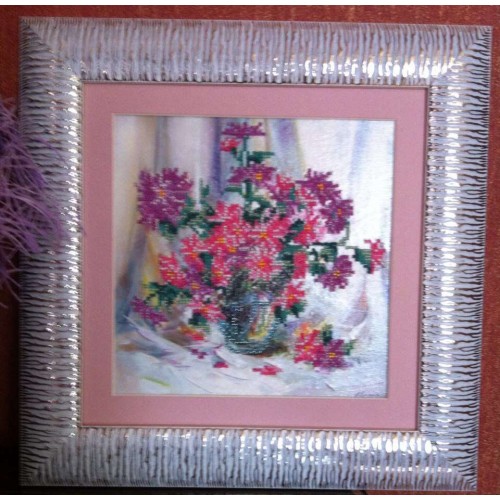 Charts on artistic canvas Chrysanthemums, AC-081 by Abris Art - buy online! ✿ Fast delivery ✿ Factory price ✿ Wholesale and retail ✿ Purchase Scheme for embroidery with beads on canvas (200x200 mm)