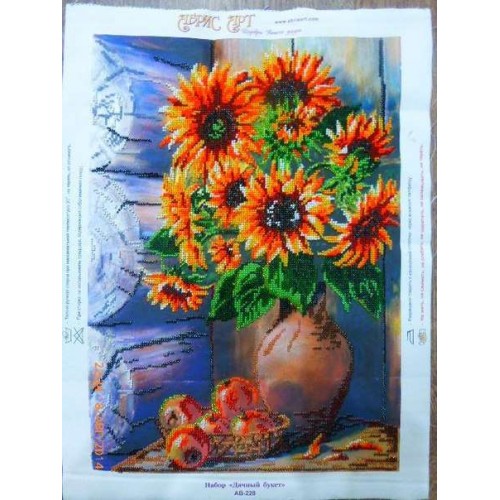 Main Bead Embroidery Kit Summer bouquet (Still life), AB-228 by Abris Art - buy online! ✿ Fast delivery ✿ Factory price ✿ Wholesale and retail ✿ Purchase Great kits for embroidery with beads