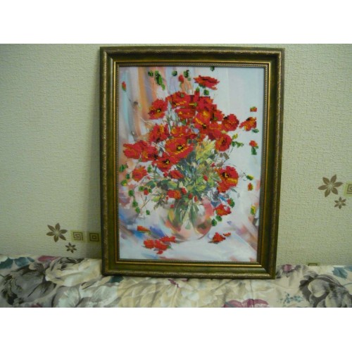 Main Bead Embroidery Kit Poppies (Flowers), AB-009 by Abris Art - buy online! ✿ Fast delivery ✿ Factory price ✿ Wholesale and retail ✿ Purchase Great kits for embroidery with beads