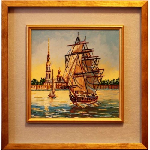 Charts on artistic canvas Frigate, AC-138 by Abris Art - buy online! ✿ Fast delivery ✿ Factory price ✿ Wholesale and retail ✿ Purchase Large schemes for embroidery with beads on canvas (300x300 mm)