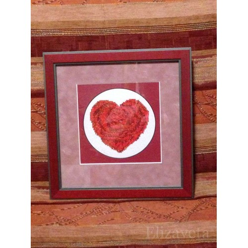 Mini Bead embroidery kit Heart, AM-009 by Abris Art - buy online! ✿ Fast delivery ✿ Factory price ✿ Wholesale and retail ✿ Purchase Sets-mini-for embroidery with beads on canvas