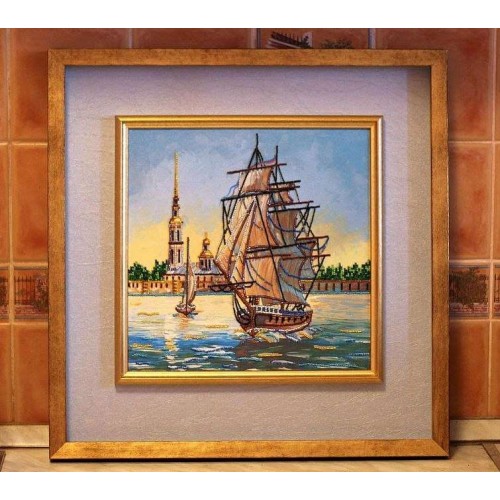 Charts on artistic canvas Frigate, AC-138 by Abris Art - buy online! ✿ Fast delivery ✿ Factory price ✿ Wholesale and retail ✿ Purchase Large schemes for embroidery with beads on canvas (300x300 mm)