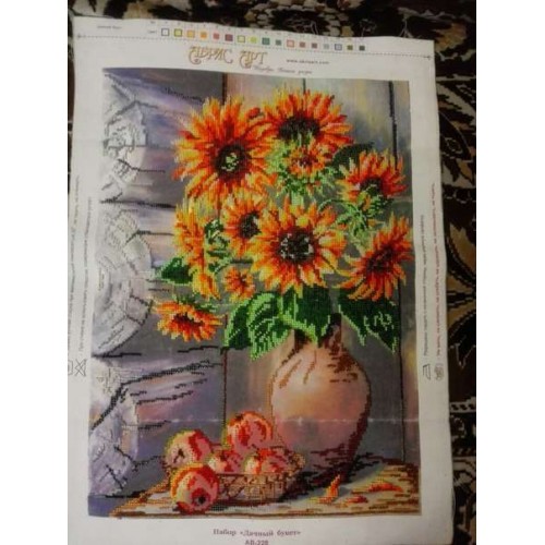 Main Bead Embroidery Kit Summer bouquet (Still life), AB-228 by Abris Art - buy online! ✿ Fast delivery ✿ Factory price ✿ Wholesale and retail ✿ Purchase Great kits for embroidery with beads