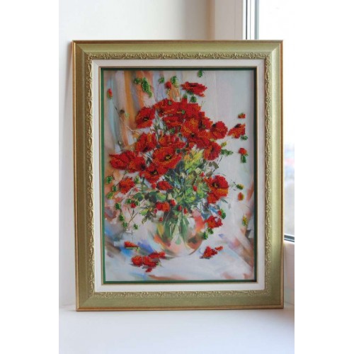 Main Bead Embroidery Kit Poppies (Flowers), AB-009 by Abris Art - buy online! ✿ Fast delivery ✿ Factory price ✿ Wholesale and retail ✿ Purchase Great kits for embroidery with beads