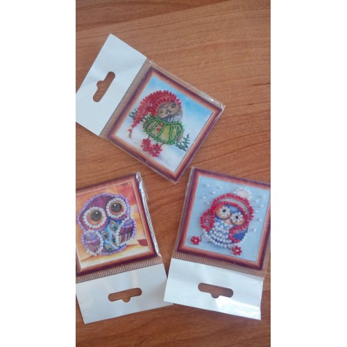 Mini Magnets Bead embroidery kit Owl – 4, AMM-010 by Abris Art - buy online! ✿ Fast delivery ✿ Factory price ✿ Wholesale and retail ✿ Purchase Kits for embroidery with beads - mini-magnets