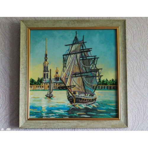 Charts on artistic canvas Frigate, AC-138 by Abris Art - buy online! ✿ Fast delivery ✿ Factory price ✿ Wholesale and retail ✿ Purchase Large schemes for embroidery with beads on canvas (300x300 mm)