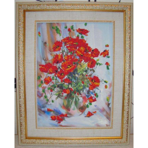 Main Bead Embroidery Kit Poppies (Flowers), AB-009 by Abris Art - buy online! ✿ Fast delivery ✿ Factory price ✿ Wholesale and retail ✿ Purchase Great kits for embroidery with beads