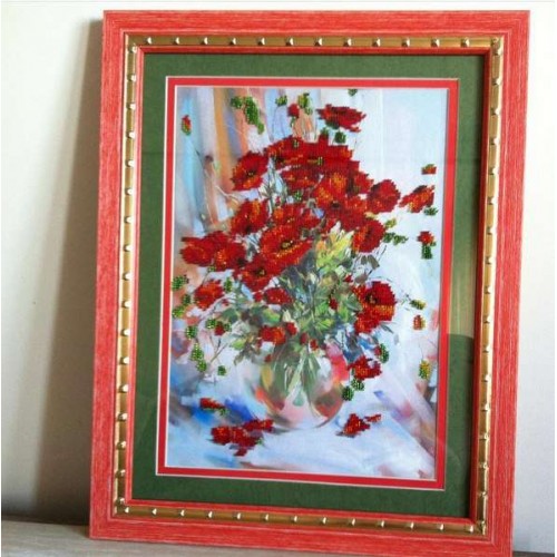 Main Bead Embroidery Kit Poppies (Flowers), AB-009 by Abris Art - buy online! ✿ Fast delivery ✿ Factory price ✿ Wholesale and retail ✿ Purchase Great kits for embroidery with beads