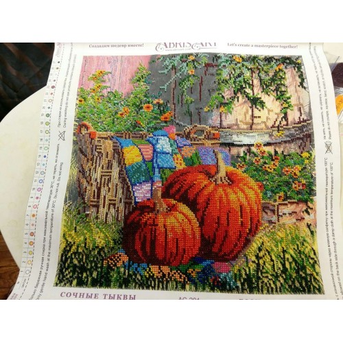 Charts on artistic canvas Rich pumpkins, AC-291 by Abris Art - buy online! ✿ Fast delivery ✿ Factory price ✿ Wholesale and retail ✿ Purchase Large schemes for embroidery with beads on canvas (300x300 mm)