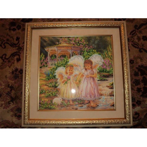 Charts on artistic canvas Little Sisters, AC-134 by Abris Art - buy online! ✿ Fast delivery ✿ Factory price ✿ Wholesale and retail ✿ Purchase Large schemes for embroidery with beads on canvas (300x300 mm)