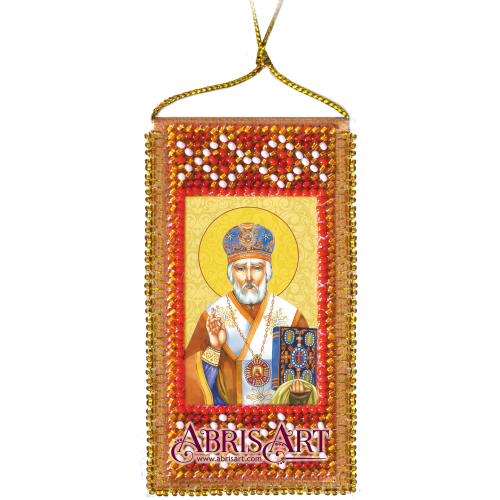 Talisman bead embroidery kits Prayer to Nicholas the Wonderworker, ABO-009-01 by Abris Art - buy online! ✿ Fast delivery ✿ Factory price ✿ Wholesale and retail ✿ Purchase Charms for embroidery with beads on canvas