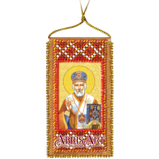 Talisman bead embroidery kits Prayer to Nicholas the Wonderworker, ABO-009-01 by Abris Art - buy online! ✿ Fast delivery ✿ Factory price ✿ Wholesale and retail ✿ Purchase Charms for embroidery with beads on canvas