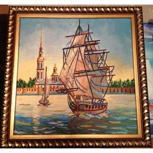 Charts on artistic canvas Frigate, AC-138 by Abris Art - buy online! ✿ Fast delivery ✿ Factory price ✿ Wholesale and retail ✿ Purchase Large schemes for embroidery with beads on canvas (300x300 mm)