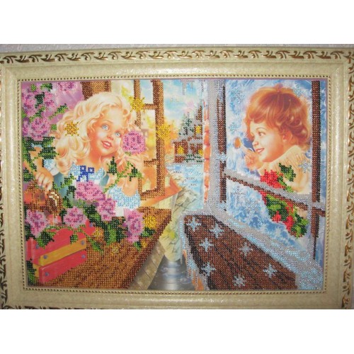 Main Bead Embroidery Kit Kay and Gerda (Kids), AB-063 by Abris Art - buy online! ✿ Fast delivery ✿ Factory price ✿ Wholesale and retail ✿ Purchase Great kits for embroidery with beads
