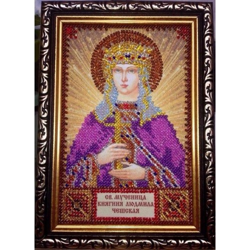 Набір для вишивання бісером на натуральному художньому холсті Свята Людмила, AAM-050 від Абрис Арт - купити з доставкою ✿ Найкраща ціна від виробника ✿ Оптом та в роздріб ✿ Придбати Набори для вишивки бісером іменних міні-ікон