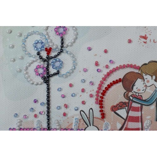 Bag Bead embroidery kit Lovey-dovey and bunny (Romanticism), ACA-001 by Abris Art - buy online! ✿ Fast delivery ✿ Factory price ✿ Wholesale and retail ✿ Purchase Bags for embroidery with beads on canvas