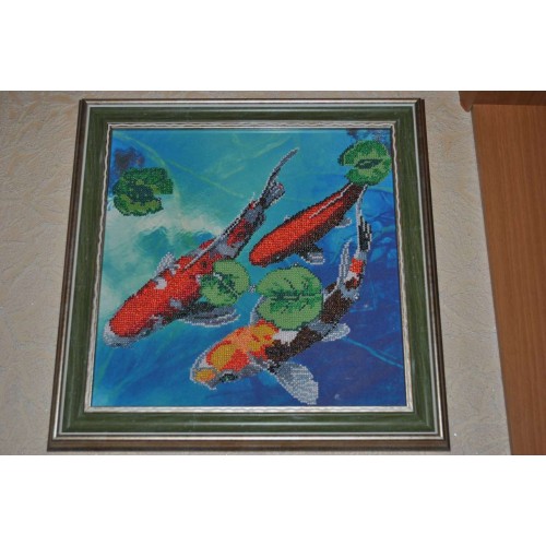 Charts on artistic canvas Lucky fishes, AC-222 by Abris Art - buy online! ✿ Fast delivery ✿ Factory price ✿ Wholesale and retail ✿ Purchase Large schemes for embroidery with beads on canvas (300x300 mm)