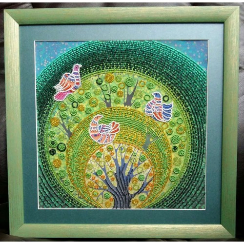 Charts on artistic canvas Heaven birds, AC-243 by Abris Art - buy online! ✿ Fast delivery ✿ Factory price ✿ Wholesale and retail ✿ Purchase Large schemes for embroidery with beads on canvas (300x300 mm)