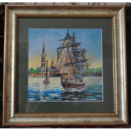 Charts on artistic canvas Frigate, AC-138 by Abris Art - buy online! ✿ Fast delivery ✿ Factory price ✿ Wholesale and retail ✿ Purchase Large schemes for embroidery with beads on canvas (300x300 mm)