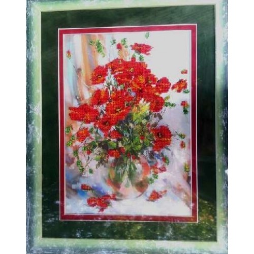 Main Bead Embroidery Kit Poppies (Flowers), AB-009 by Abris Art - buy online! ✿ Fast delivery ✿ Factory price ✿ Wholesale and retail ✿ Purchase Great kits for embroidery with beads