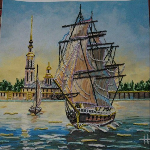 Charts on artistic canvas Frigate, AC-138 by Abris Art - buy online! ✿ Fast delivery ✿ Factory price ✿ Wholesale and retail ✿ Purchase Large schemes for embroidery with beads on canvas (300x300 mm)