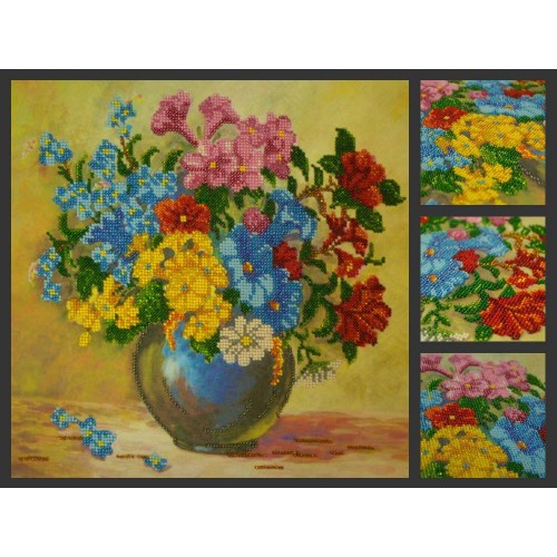 Charts on artistic canvas Meadow flowers, AC-194 by Abris Art - buy online! ✿ Fast delivery ✿ Factory price ✿ Wholesale and retail ✿ Purchase Large schemes for embroidery with beads on canvas (300x300 mm)