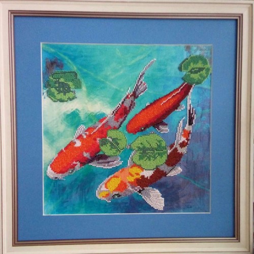 Charts on artistic canvas Lucky fishes, AC-222 by Abris Art - buy online! ✿ Fast delivery ✿ Factory price ✿ Wholesale and retail ✿ Purchase Large schemes for embroidery with beads on canvas (300x300 mm)