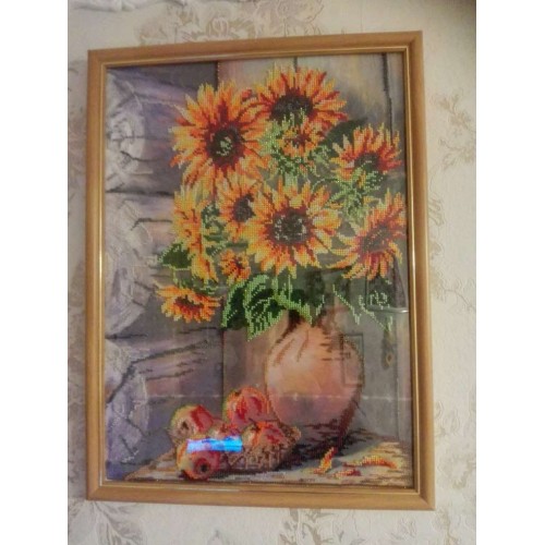 Main Bead Embroidery Kit Summer bouquet (Still life), AB-228 by Abris Art - buy online! ✿ Fast delivery ✿ Factory price ✿ Wholesale and retail ✿ Purchase Great kits for embroidery with beads