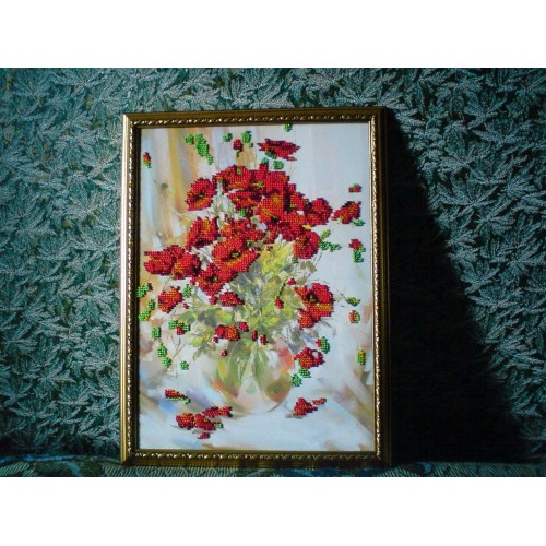 Main Bead Embroidery Kit Poppies (Flowers), AB-009 by Abris Art - buy online! ✿ Fast delivery ✿ Factory price ✿ Wholesale and retail ✿ Purchase Great kits for embroidery with beads