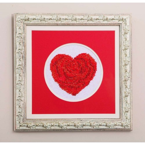 Mini Bead embroidery kit Heart, AM-009 by Abris Art - buy online! ✿ Fast delivery ✿ Factory price ✿ Wholesale and retail ✿ Purchase Sets-mini-for embroidery with beads on canvas