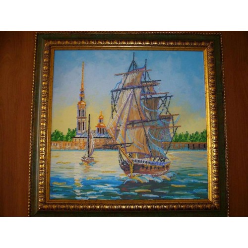 Charts on artistic canvas Frigate, AC-138 by Abris Art - buy online! ✿ Fast delivery ✿ Factory price ✿ Wholesale and retail ✿ Purchase Large schemes for embroidery with beads on canvas (300x300 mm)